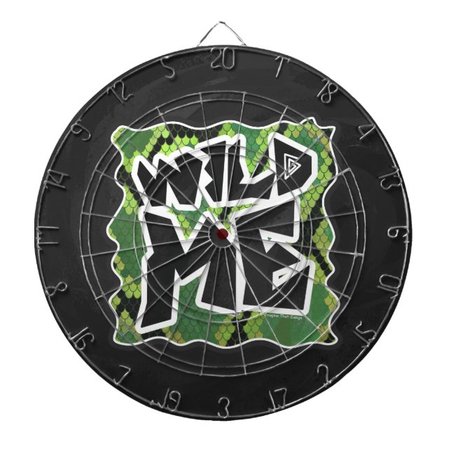 Wild Me Snake Black and Green Print Dart Board (Front)