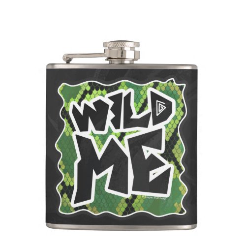 Wild Me Snake Black and Green Print Hip Flask