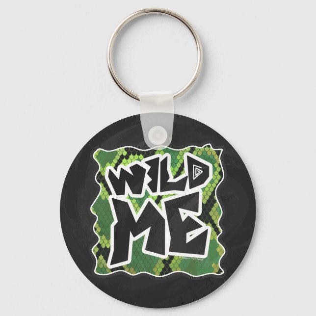 Wild Me Snake Black and Green Print Keychain (Front)