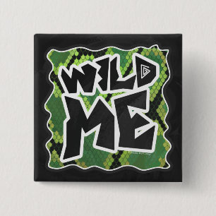Wild Me Snake Black and Green Print Pinback Button