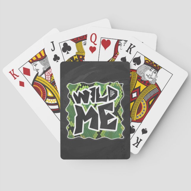 Wild Me Snake Black and Green Print Poker Cards (Back)