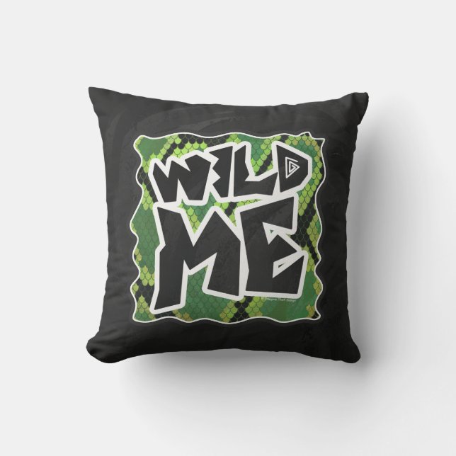 Wild Me Snake Black and Green Print Throw Pillow (Front)