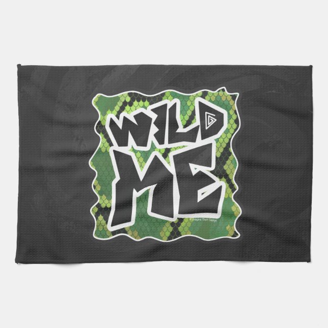 Wild Me Snake Black and Green Print Towel (Horizontal)