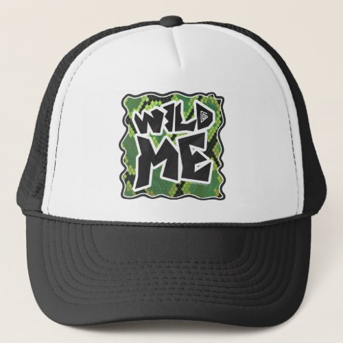 Wild Me Snake Black and Green Print Trucker Hat