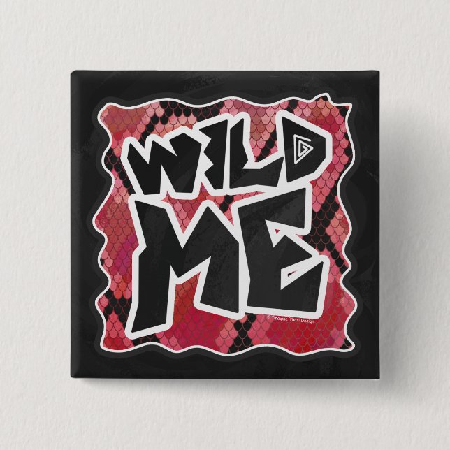Wild Me Snake Black and Red Print Button (Front)