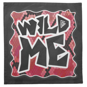 Wild Me Snake Black and Red Print Cloth Napkin
