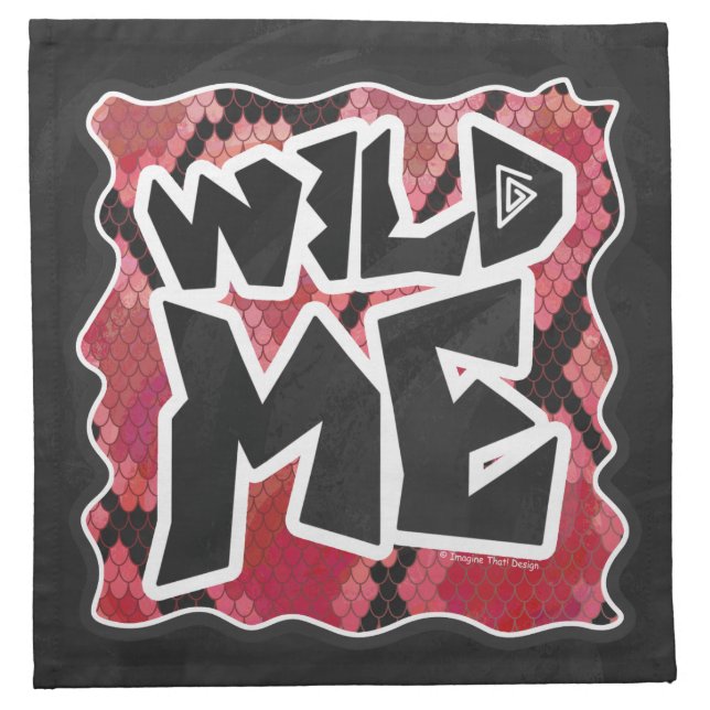 Wild Me Snake Black and Red Print Cloth Napkin (Front)