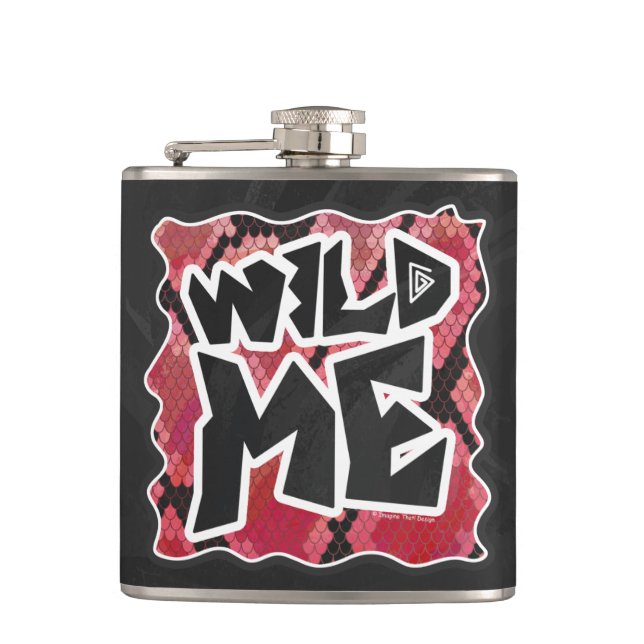 Wild Me Snake Black and Red Print Flask (Front)