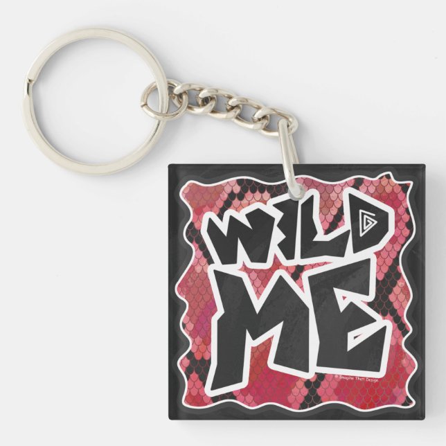 Wild Me Snake Black and Red Print Keychain (Front)