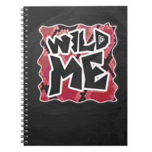 Wild Me Snake Black and Red Print Notebook