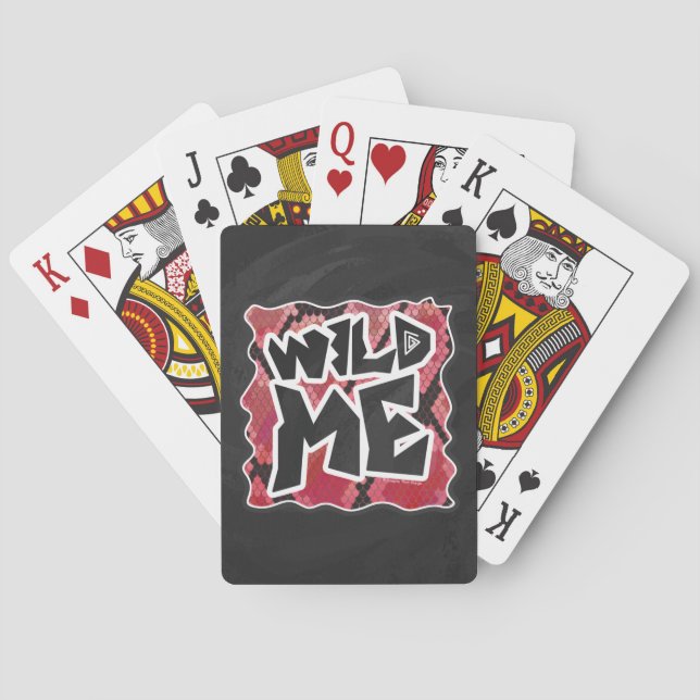 Wild Me Snake Black and Red Print Poker Cards (Back)