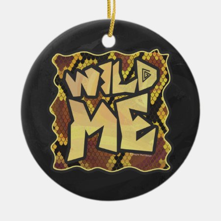 Wild Me Snake Brown And Gold Print Ceramic Ornament