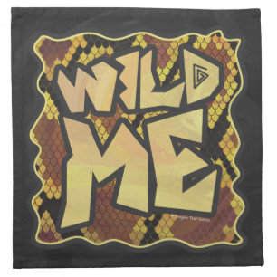 Wild Me Snake Brown and Gold Print Cloth Napkin