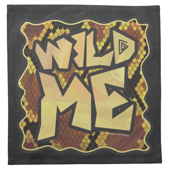 Wild Me Snake Brown and Gold Print Cloth Napkin (Front)