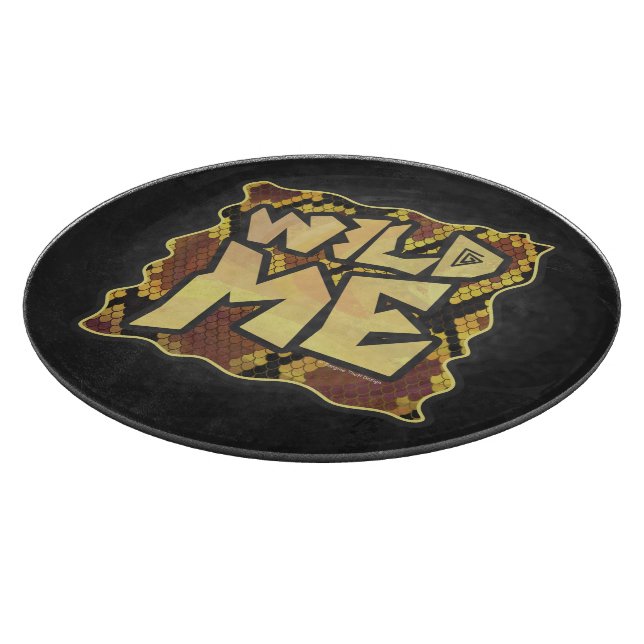 Wild Me Snake Brown and Gold Print Cutting Board (Corner)