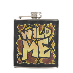 Wild Me Snake Brown and Gold Print Hip Flask