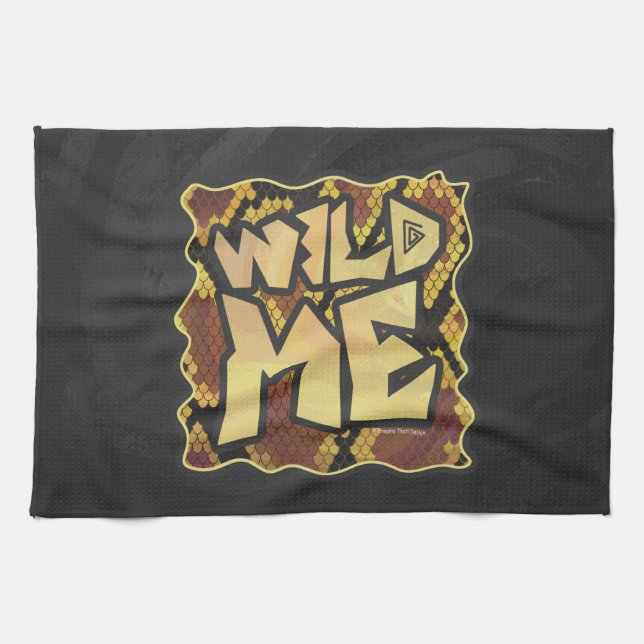 Wild Me Snake Brown and Gold Print Kitchen Towel (Horizontal)