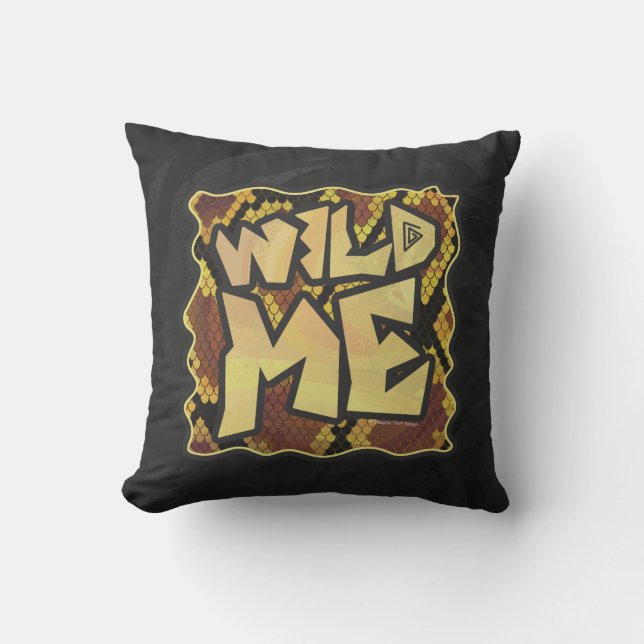 Wild Me Snake Brown and Gold Print Throw Pillow (Front)
