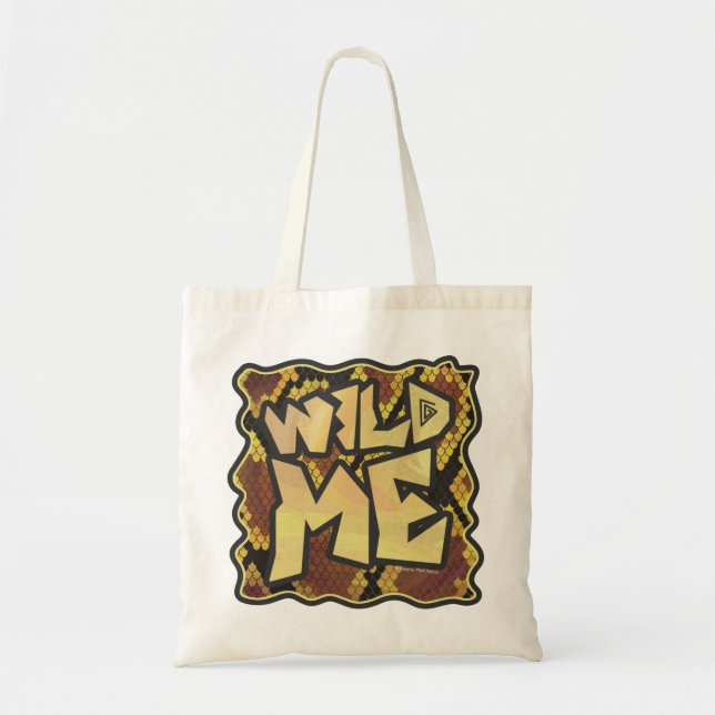 Wild Me Snake Brown and Gold Print Tote Bag (Front)