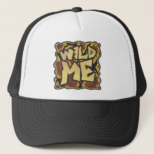 Wild Me Snake Brown and Gold Print Trucker Hat