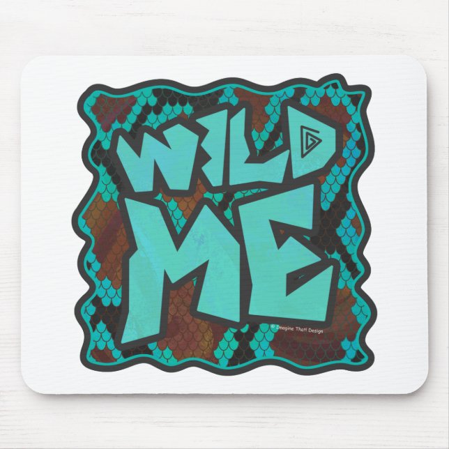 Wild Me Snake Brown and Teal Print Mouse Pad (Front)