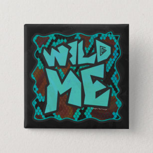 Wild Me Snake Brown and Teal Print Pinback Button