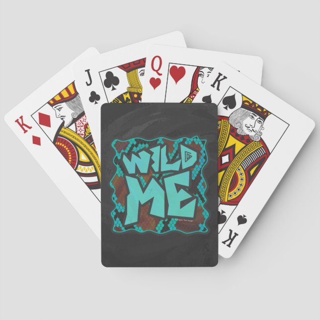 Wild Me Snake Brown and Teal Print Poker Cards (Back)