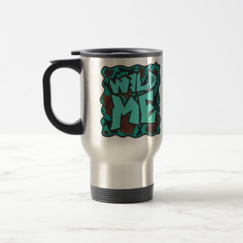 Wild Me Snake Brown and Teal Print Travel Mug