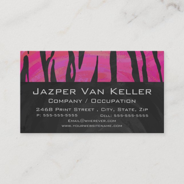Wild Me Tiger Black and Pink Business Card (Front)
