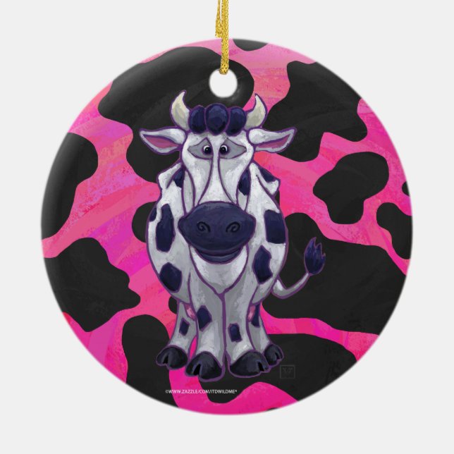 Wild Me Tiger Black and Pink Ceramic Ornament (Back)