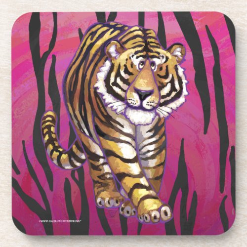 Wild Me Tiger Black and Pink Coaster