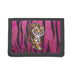 Wild Me Tiger Black and Pink Tri-fold Wallet