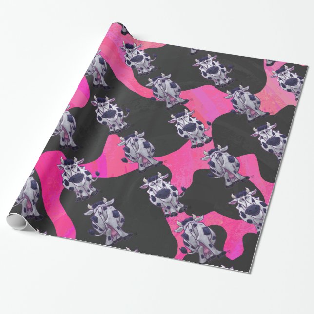 Wild Me Tiger Black and Pink Wrapping Paper (Unrolled)