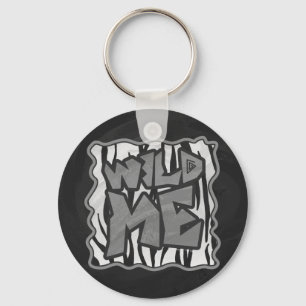Wild Me Tiger Black and White Print Keychain
