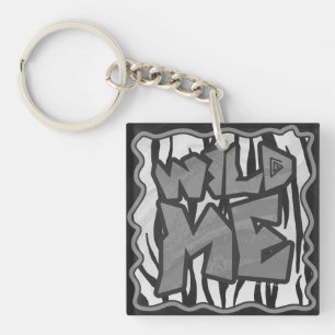 Wild Me Tiger Black and White Print Keychain