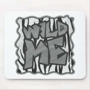 Wild Me Tiger Black and White Print Mouse Pad