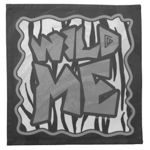 Wild Me Tiger Black and White Print Napkin