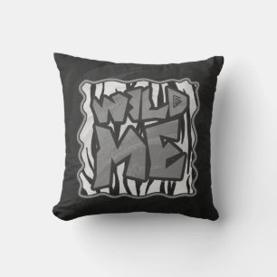 Wild Me Tiger Black and White Print Throw Pillow