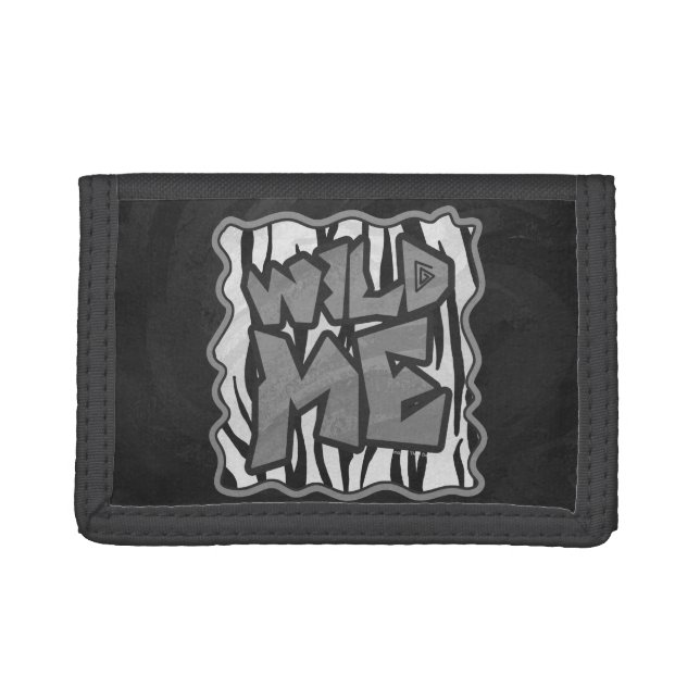 Wild Me Tiger Black and White Print Tri-fold Wallet (Front)
