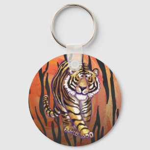 Wild Me Tiger Hot orange and Black Print Keychain