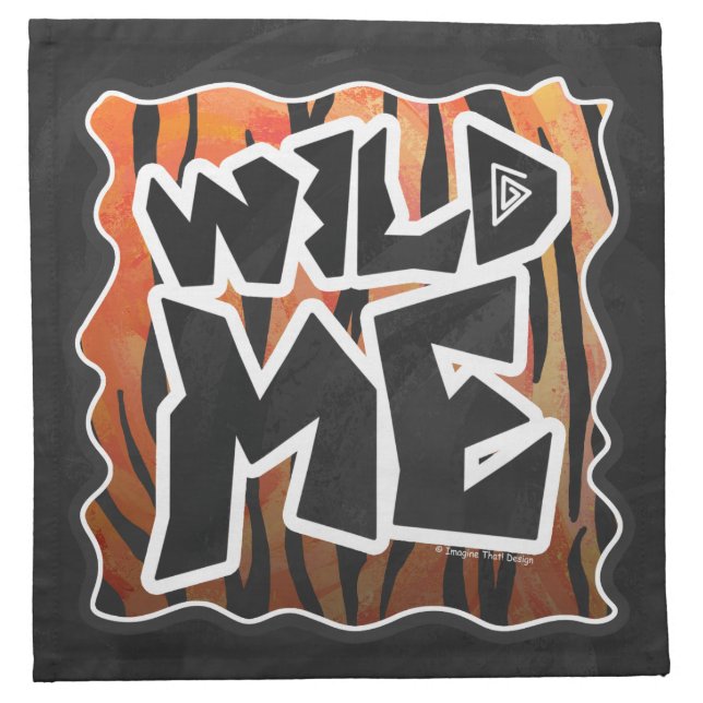 Wild Me Tiger Hot orange and Black Print Napkin (Front)