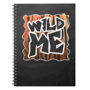 Wild Me Tiger Hot orange and Black Print Notebook