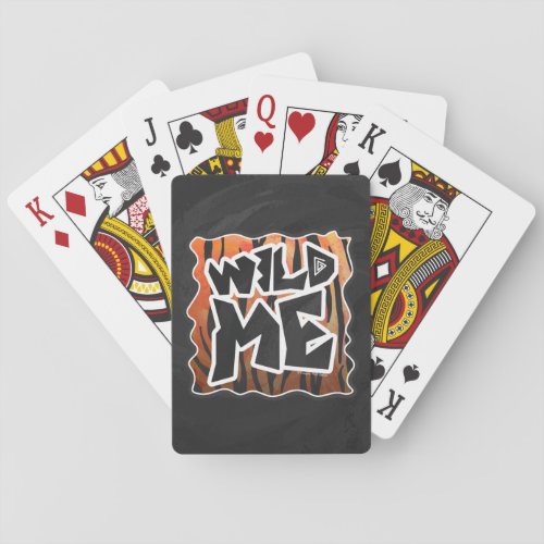 Wild Me Tiger Hot orange and Black Print Playing Cards