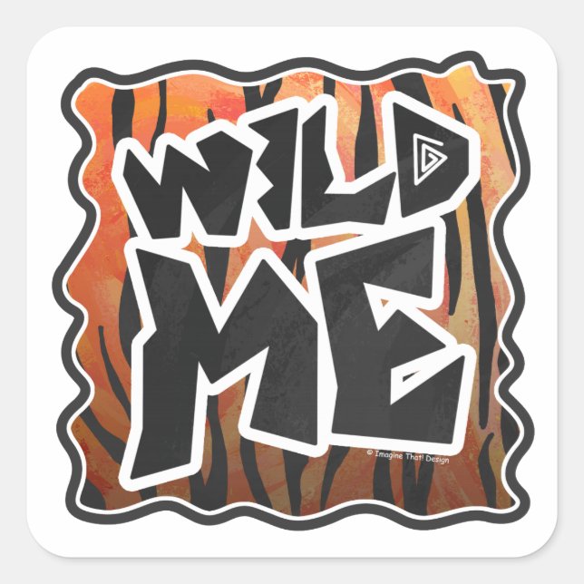 Wild Me Tiger Hot orange and Black Print Square Sticker (Front)