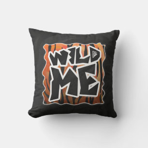Wild Me Tiger Hot orange and Black Print Throw Pillow