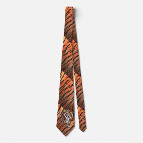 Wild Me Tiger Hot orange and Black Print Tie