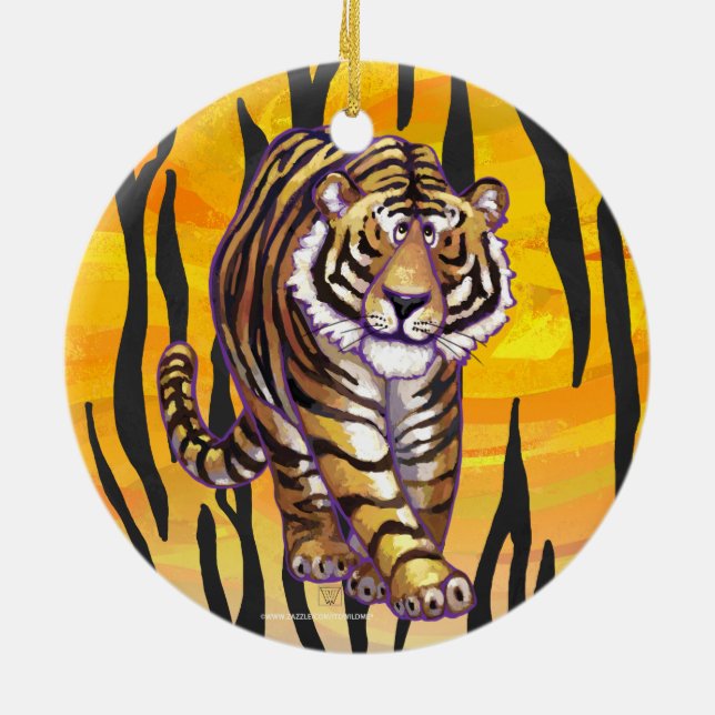 Wild Me Tiger Orange and Black Ceramic Ornament (Back)