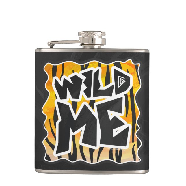 Wild Me Tiger Orange and Black Hip Flask (Front)