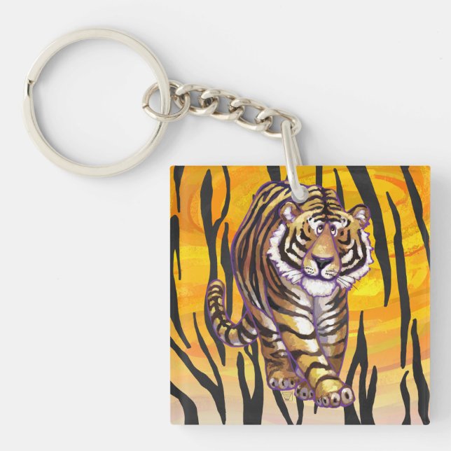 Wild Me Tiger Orange and Black Keychain (Front)
