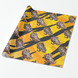 Wild Me Tiger Orange and Black Wrapping Paper